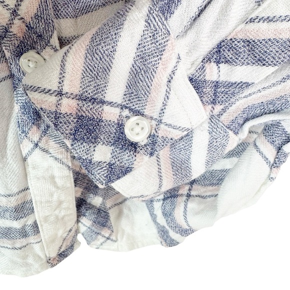 Rails Hunter White Blush Blue Patriot Plaid Button Down Flannel Shirt Size S - Picture 6 of 14